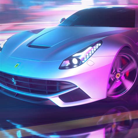 2048x2048 Drifting Ferrari Neon Streets 4k Ipad Air Hd 4k Wallpapers