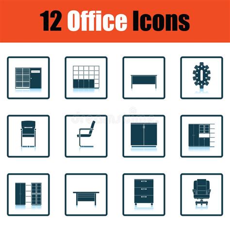 Sistema Del Icono De Los Muebles De Oficinas Ilustraci N Del Vector