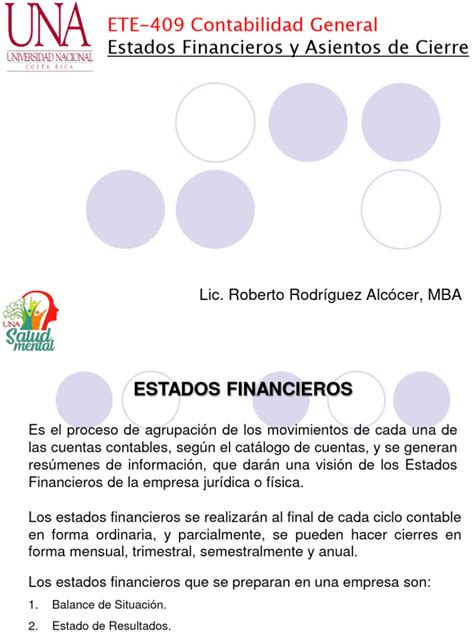 Tema Ii Estados Financieros Y Asientos De Cierre Descargar Gratis Pdf Contabilidad