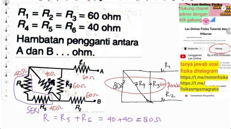 Menghitung Hambatan Pengganti Antara A Dan B Enam Resistor Youtube