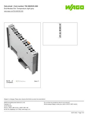 Fillable Online Data SheetItem Number 750 600 025 000 End Module Fax