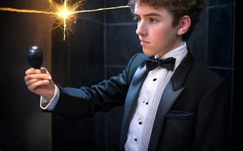 13 Year Old Boy In A Tuxedo Casting A Crazy Magic Sp