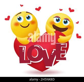 Emoji Paar Valentine Vektor Design Smileys 3d Liebhaber Konzept Mit