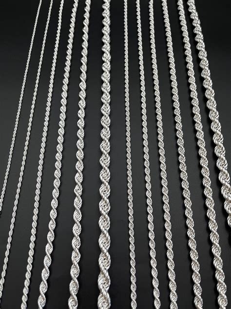 Solid Sterling Silver Rope Chain 925 Silver Rope Chain Etsy