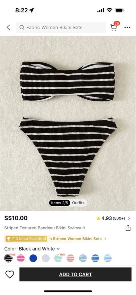 Bikini Set Black White Stripes Women S Fashion Swimwear Bikinis Swimsuits On Carousell