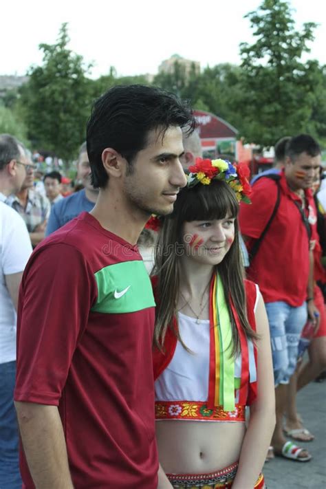Unidentified Portugal Soccer Fans Before Uefa Euro 2012 Match In