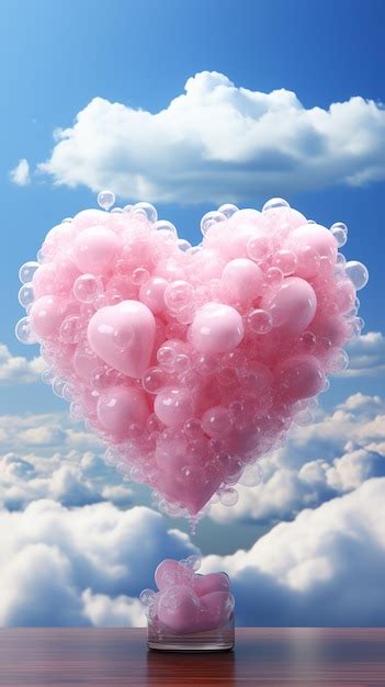 Premium Photo Araffe Heart Shaped Cloud Floating In The Air With A