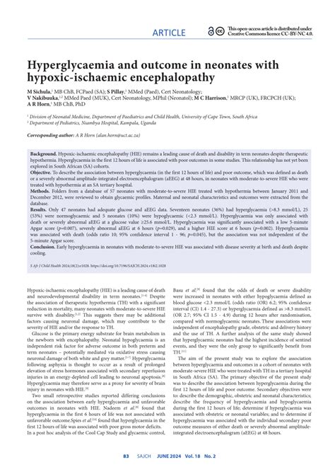 Pdf Hyperglycaemia And Outcome In Neonates With Hypoxic Ischaemic Encephalopathy