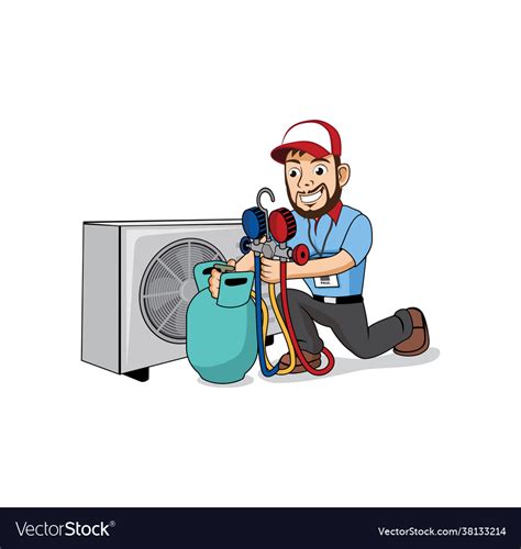 Hvac service cartoon character design Royalty Free Vector