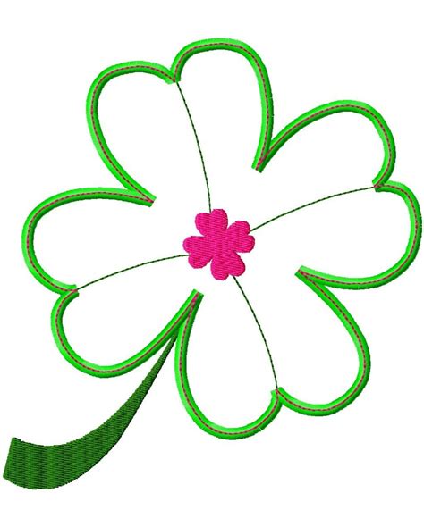 4 Leaf Clover Applique Machine Embroidery Design 8 Sizes