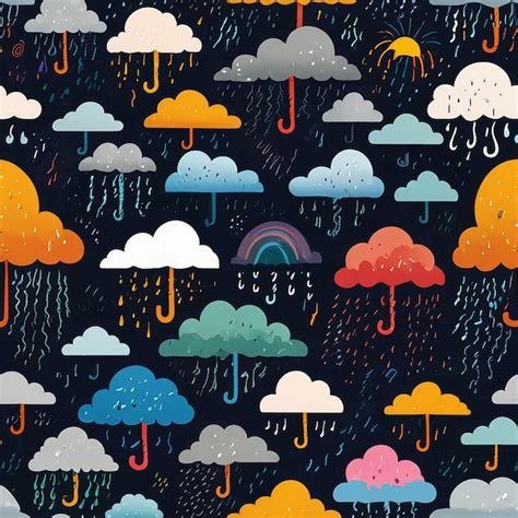 Premium Photo | Cute seamless kids pattern background rainy cloud ...