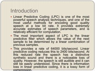 Linear Predictive Coding PPT