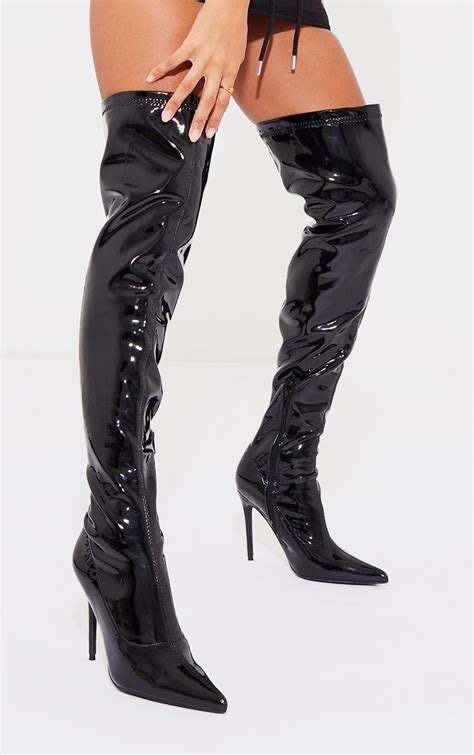 Black Stiletto Boots Knee High