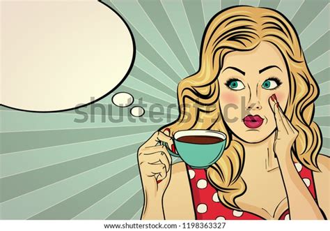 Sexy Blonde Pop Art Woman Coffee Stock Vector Royalty Free Shutterstock