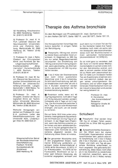 Therapie Des Asthma Bronchiale