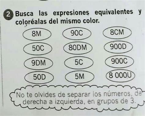 Busca Las Expresiones Equivalentes Y Colorea Las Del Mismo Color M C