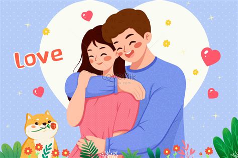 귀여운 포옹 커플 일러스트 일러스트 무료 다운로드 Lovepik