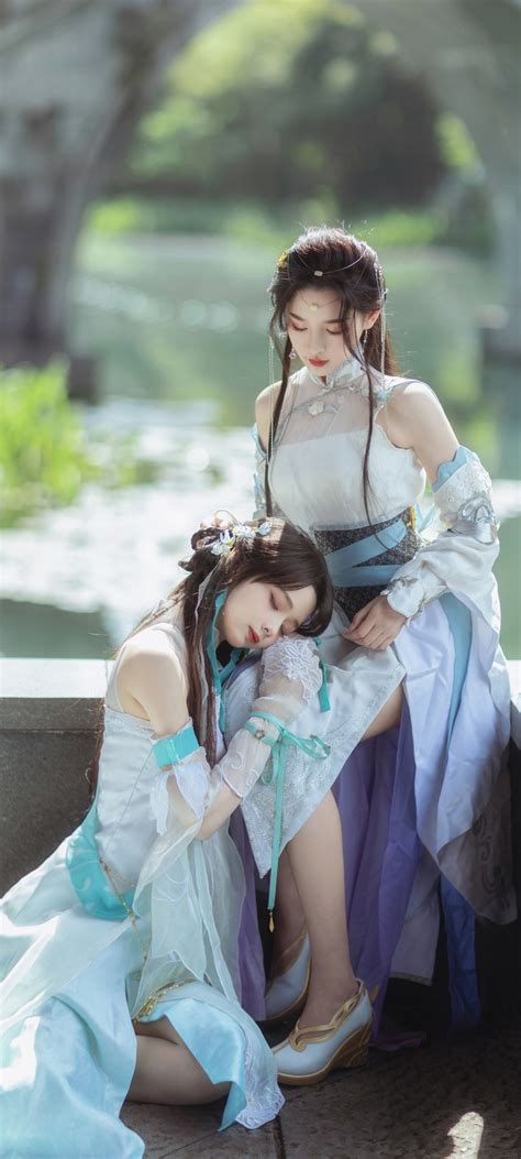 Cosplay 古装 美女 姐妹 全屏手机桌面壁纸 美女壁纸 壁纸下载 墨鱼部落格手机壁纸