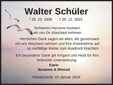 Traueranzeigen von Walter Schüler nordwest trauer de