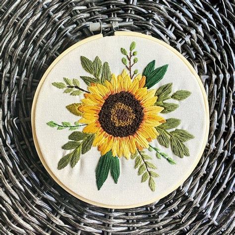 Sunflower Hand Embroidery Pattern Free Custom Embroidery