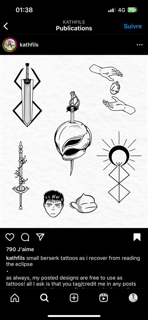 Épinglé par Andrea Baño sur Tatuajes en 2024 Mini dessin Berserk