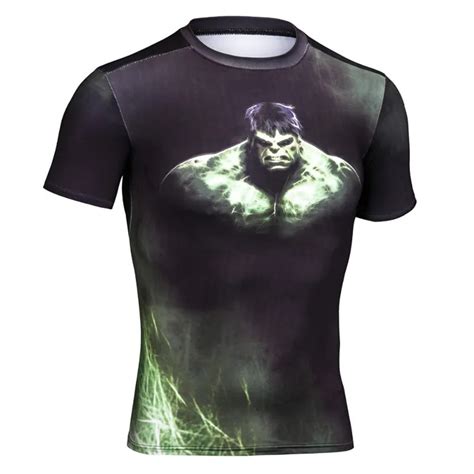Marvel Avengers Superhero Hulk Compression Shirt Fitness Men Quick