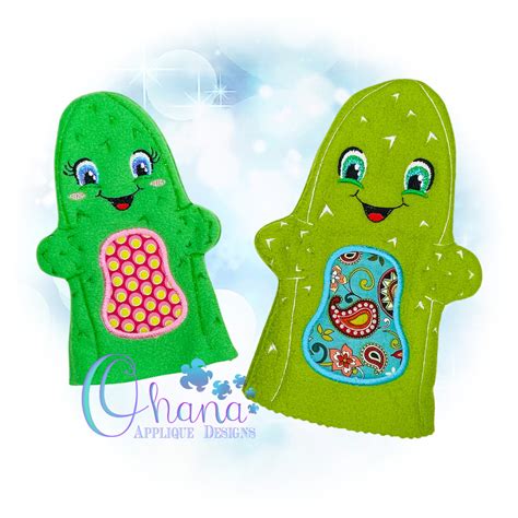 Cactus Hand Puppet Embroidery Design Ohana Applique Designs