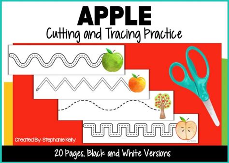 Apple Cutting And Tracing Pages For Preschool Apple Cutting Practice