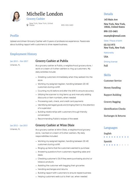 Grocery Cashier Resume Guide 12 Example Pdfs 2019