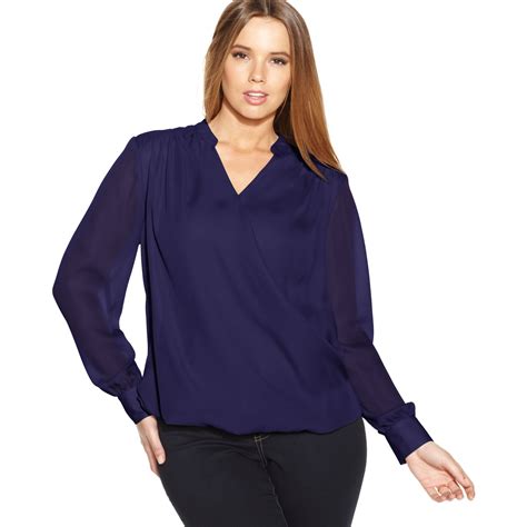 Lyst Inc International Concepts Plus Size Longsleeve Fauxwrap Blouse