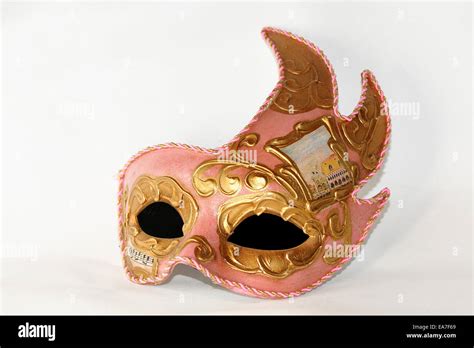 Pink And Gold Masquerade Ball Mask Decoration Stock Photo Alamy