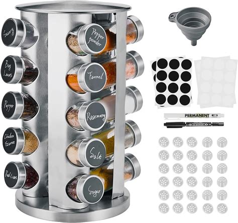 Miorkly Rotating Spice Rack Organiser With Spice Jars Thick And