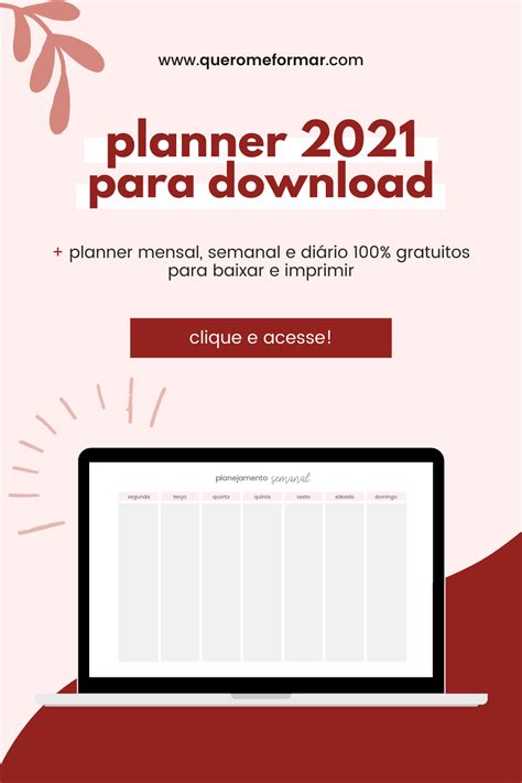 Planner 2021 Para Baixar E Imprimir Grátis Planner Planner De Estudo