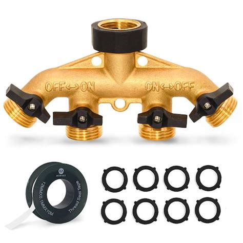 Morvat Heavy Duty Brass And Rubber 4 Way Garden Hose Splitter Mor Rg