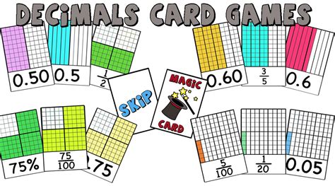 Decimal Fractions Decimal Numbers Percentages Visual Cards Perfect For Card Games Mathcurious