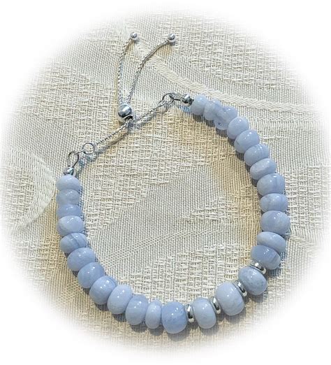 Blue Lace Agate Sterling Silver Slider By Lowenna Dawn Chunky