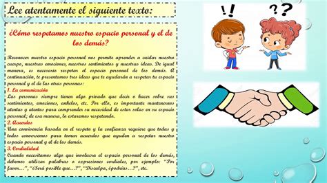Respetamos nuestro espacio personal y el de los demás semana 19 día