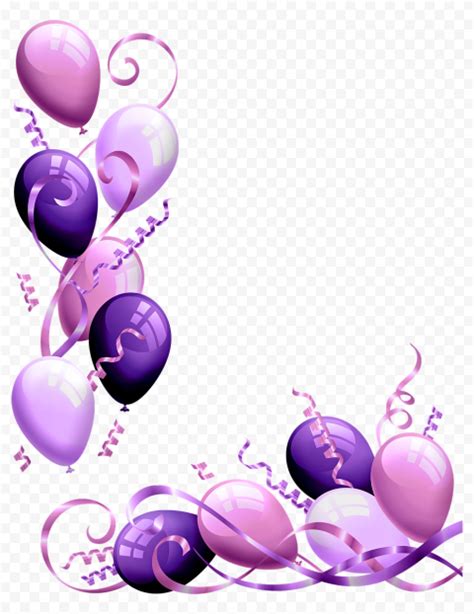 Hd Purple Balloons Illustration Corner Png Citypng