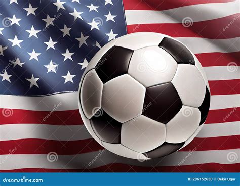 Illustration of a USA Flag with the Soccer Ball Stock Illustration - Illustration of patriot ...