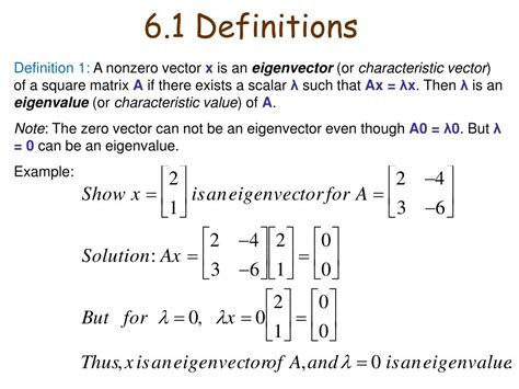 PPT Chapter 6 Eigenvalues And Eigenvectors PowerPoint Presentation