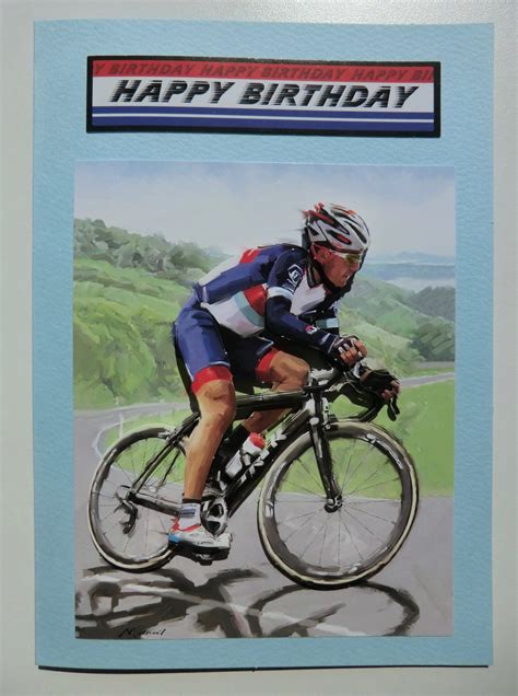 Card Cyclist Happy Birthday Decoupage Card Rose Tree Crafts