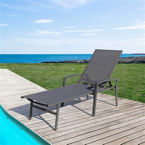 Nuu Garden Grey 1 Piece Aluminum Outdoor Chaise Lounge Ls103 G The