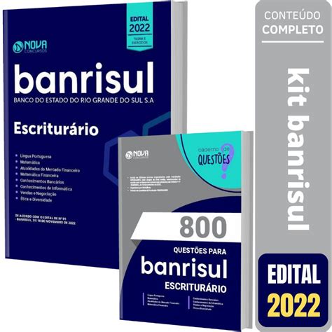 Kit Apostila Concurso Banrisul Escritur Rio Quest Es Solu O