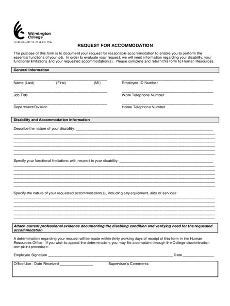 Fillable Online Ada Accommodation Request Fax Email Print Pdffiller