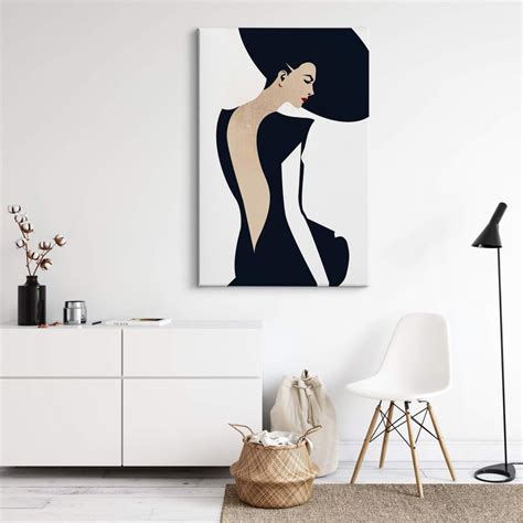 Tableau Sur Toile Kubistika La Dame En Robe Noire Wall Art Fr