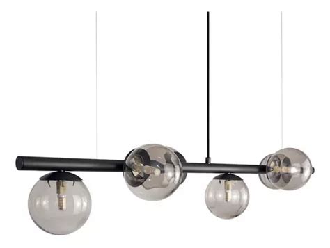 Lustre Pendente Jabuticaba 6 Globos Esfera De Vidro Fumê à venda em