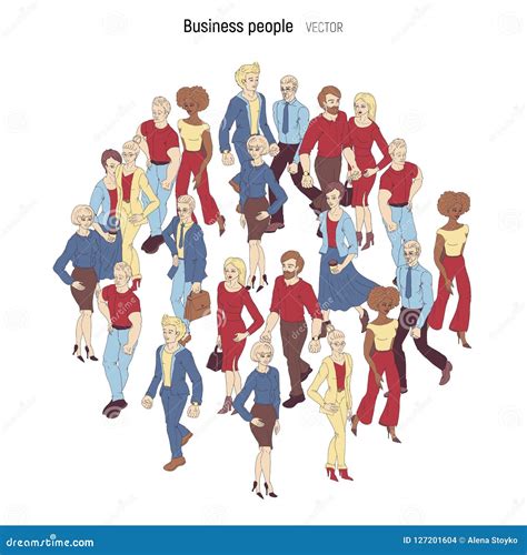 People Crowd. Cartoon Style Illustration of Young Men and Woman Stock ...