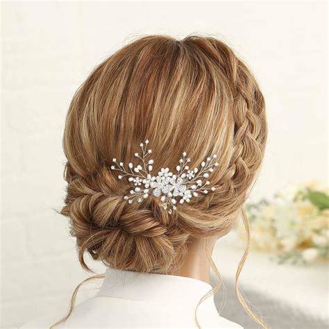 Casdre Pearl Bride Wedding Hair Comb Silver Crystal Bridal Hair Piece