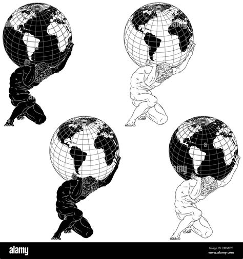 Diseño vectorial del titán Atlas sosteniendo el planeta tierra sobre