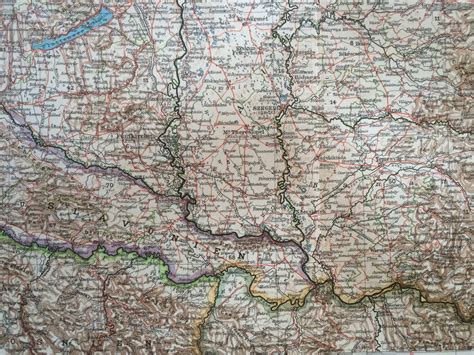 1914 HUNGARY, GALICIA & BUKOVINA Large Original Antique Map, 17 x 22 ...